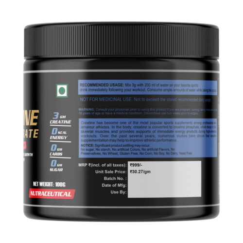 VSN Creatine Pure Creatine Monohydrate (100g, 33 Servings) - Image 3