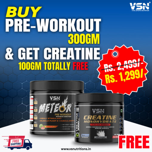 Meteor Pre-Workout + FREE Creatine Combo for just ₹1299